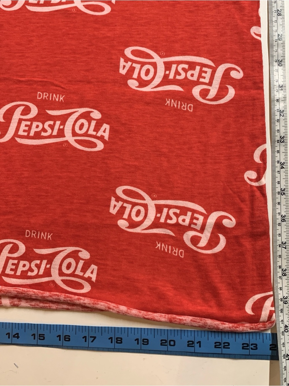 Vintage 1970s "Drink Pepsi-Cola" Logo Knit Jersey Fabric ~40" x 48" Red & White!
